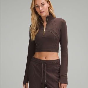 lululemon Define Cropped Half Zip *Luon size 4 espresso